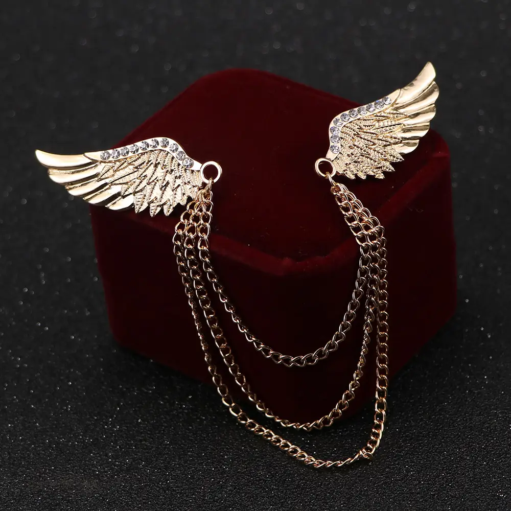 Silver Winged Chain Brooch for Men