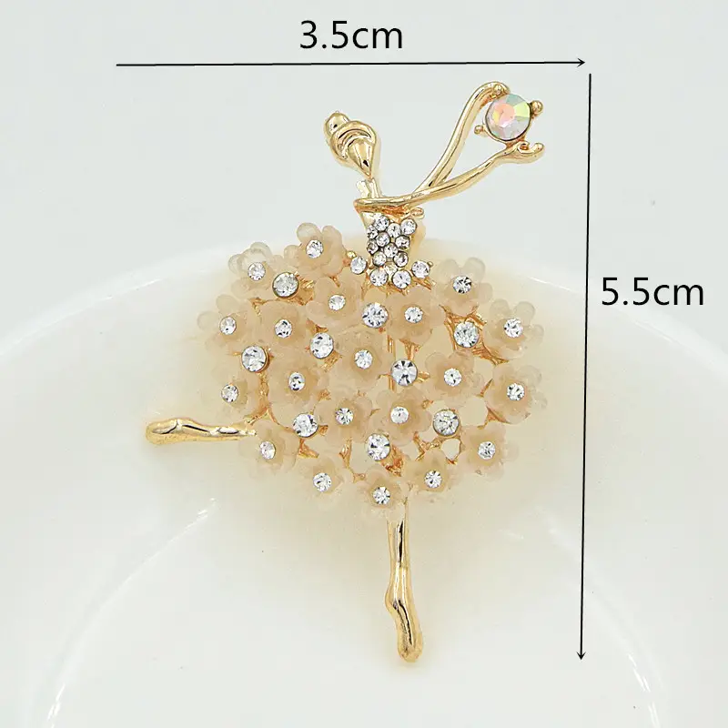 Dancing Girl Crystal Brooch for Women