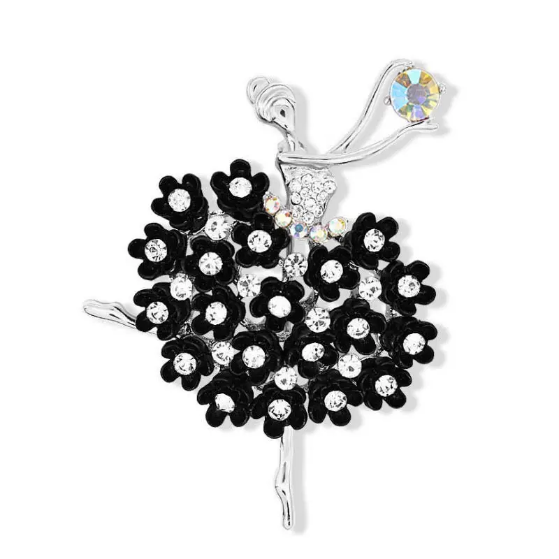 Dancing Girl Crystal Brooch for Women