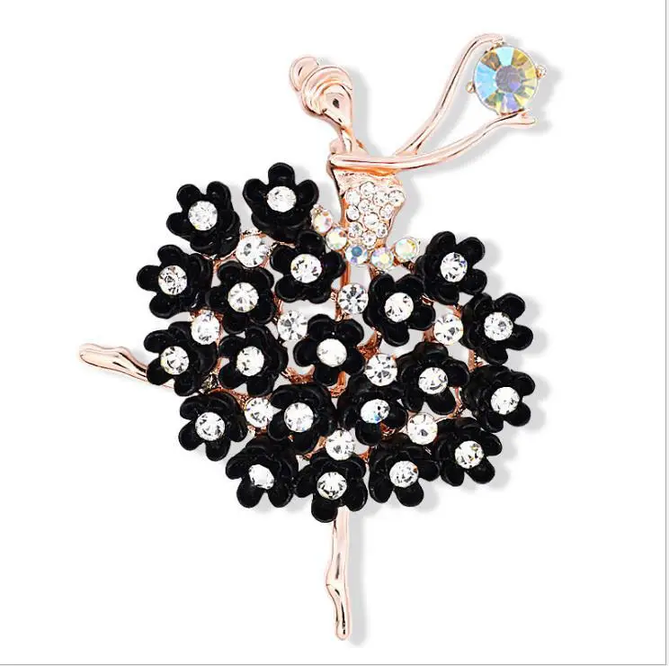 Dancing Girl Crystal Brooch for Women