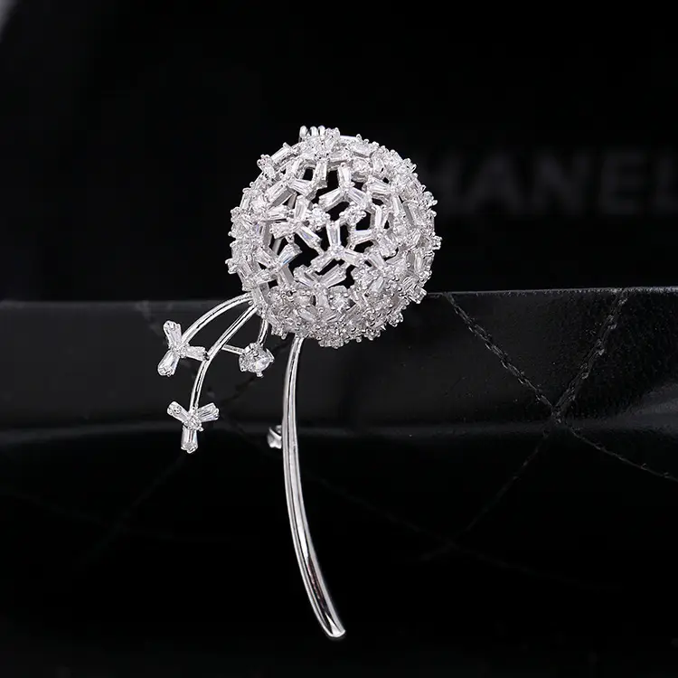 Elegant Dandelion Zircon Waist Pin for Weddings & Office