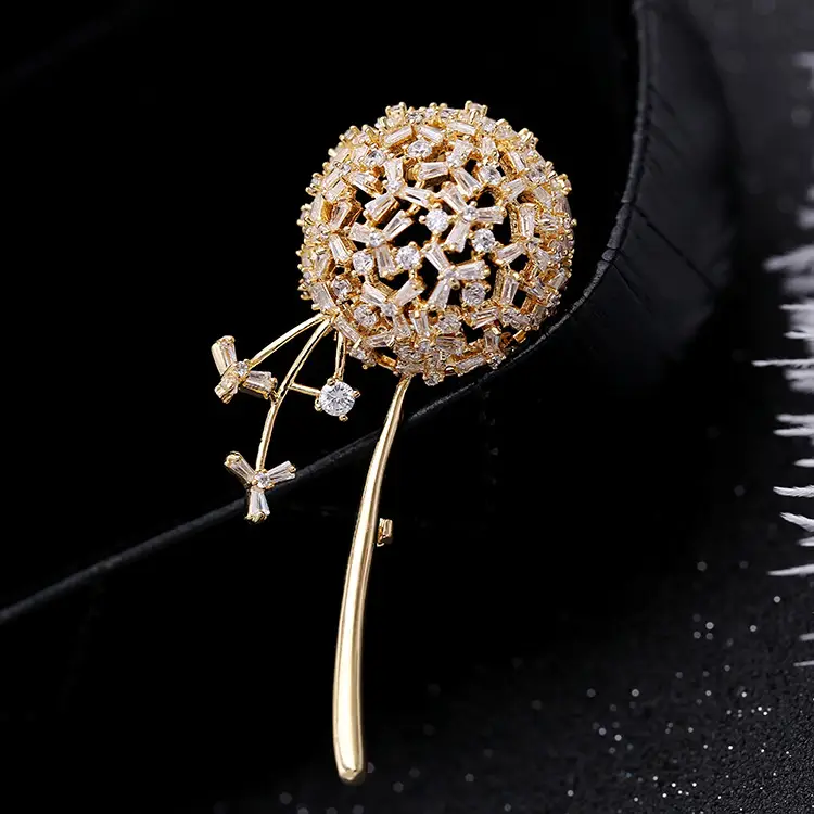 Elegant Dandelion Zircon Waist Pin for Weddings & Office