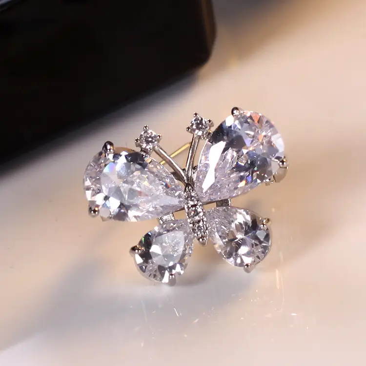 Butterfly Zircon Brooch for Women Wedding Office