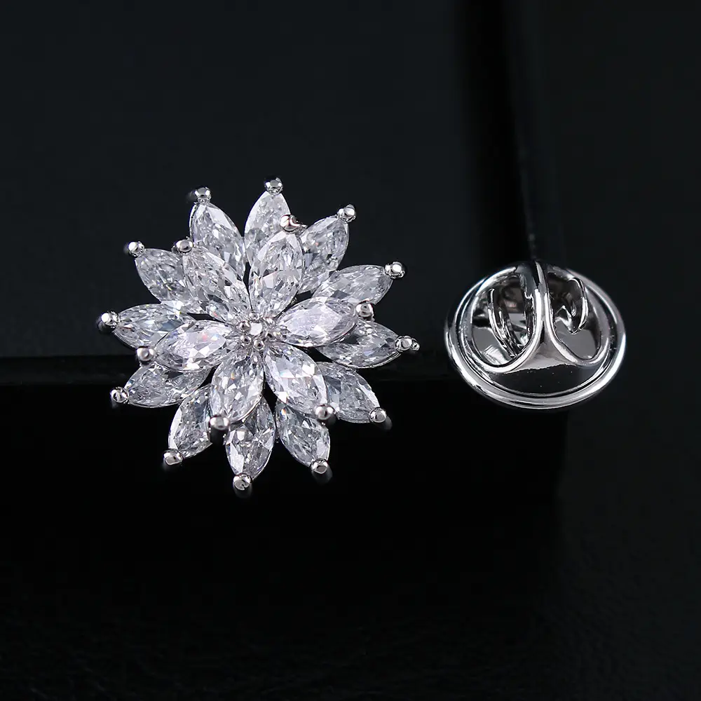 Double Layer Crystal Sunflower Brooch for Women