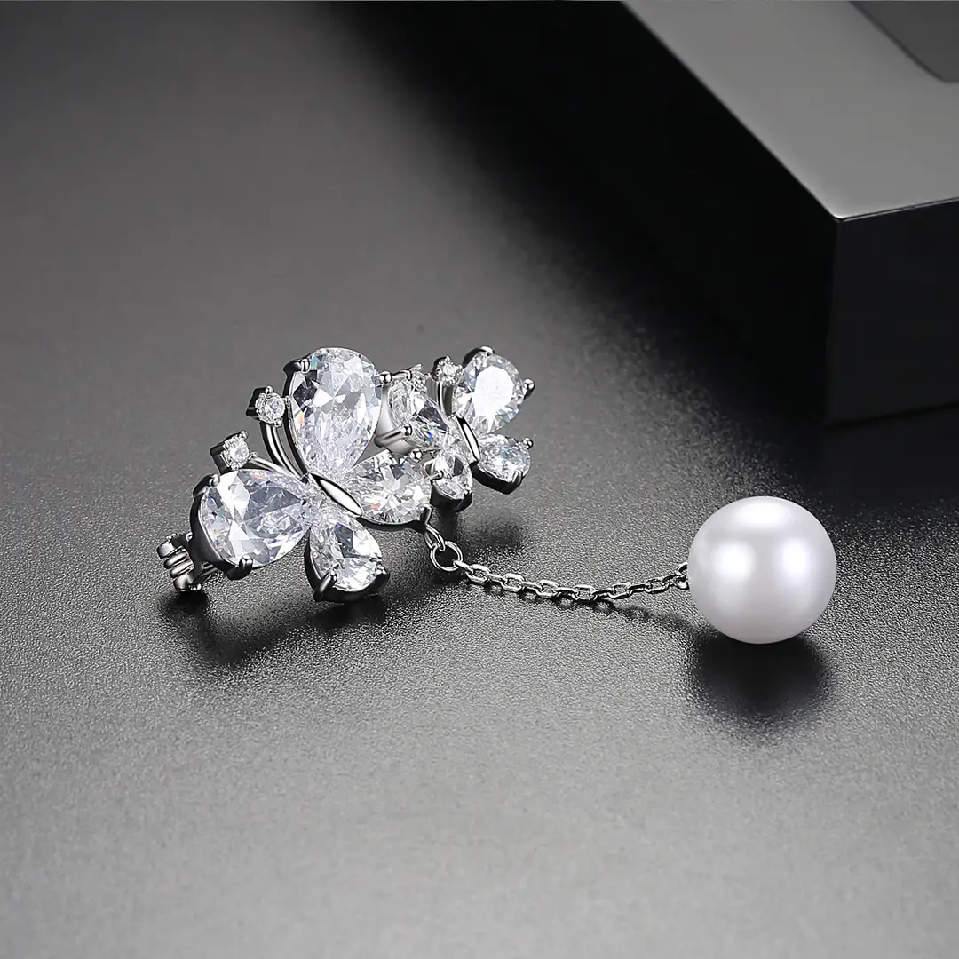 Korean Butterfly Pearl Pin for Women