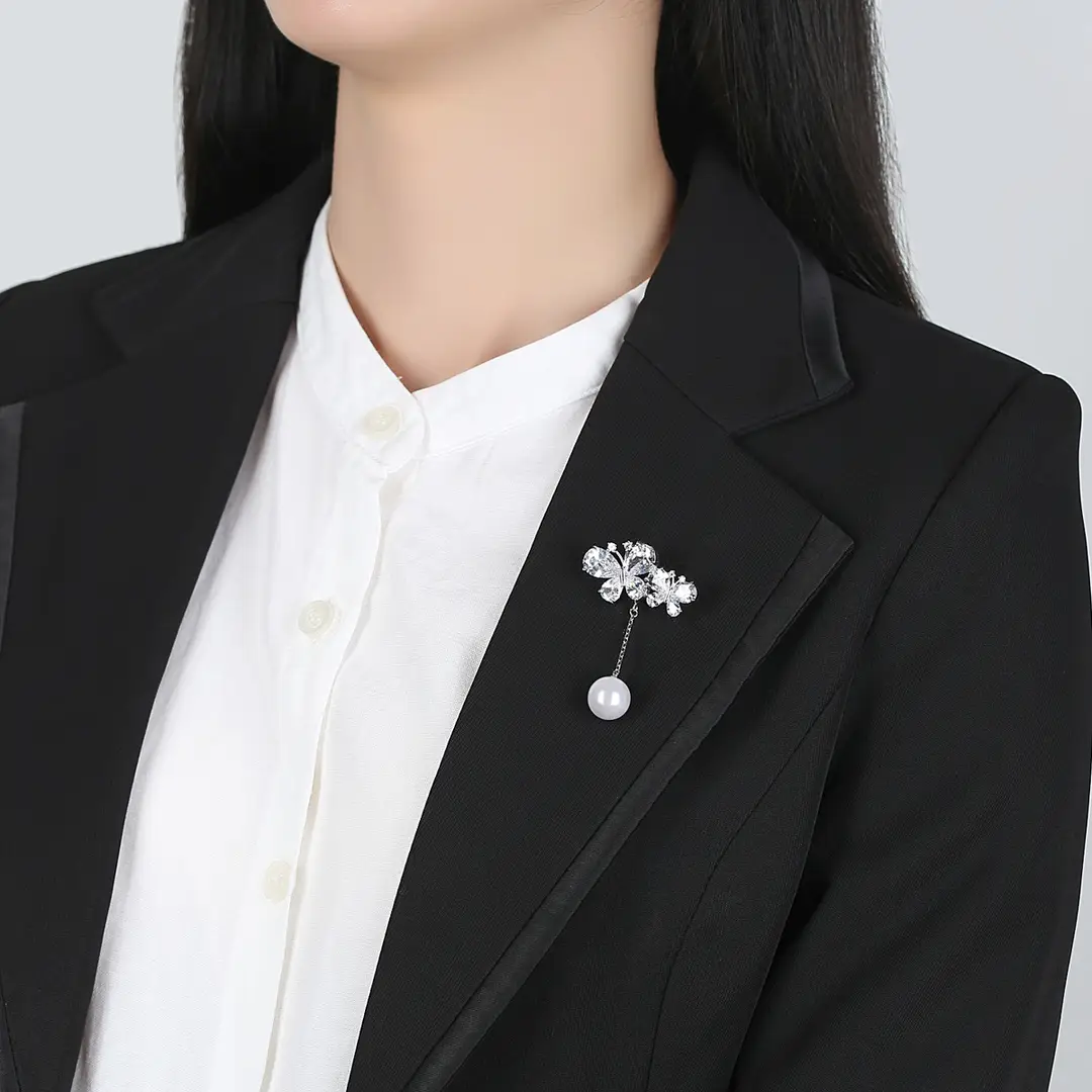 Korean Butterfly Pearl Pin for Women