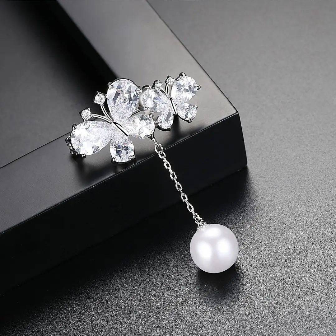 Korean Butterfly Pearl Pin for Women