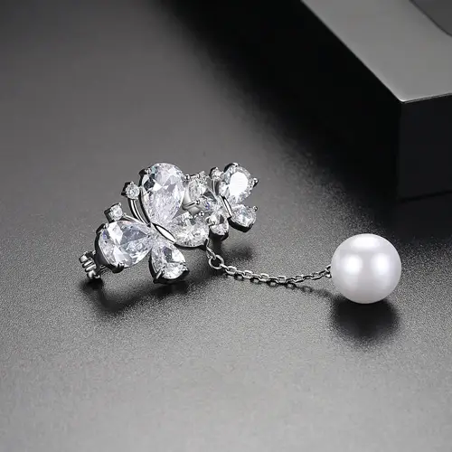 Korean Butterfly Pearl Pin for Women