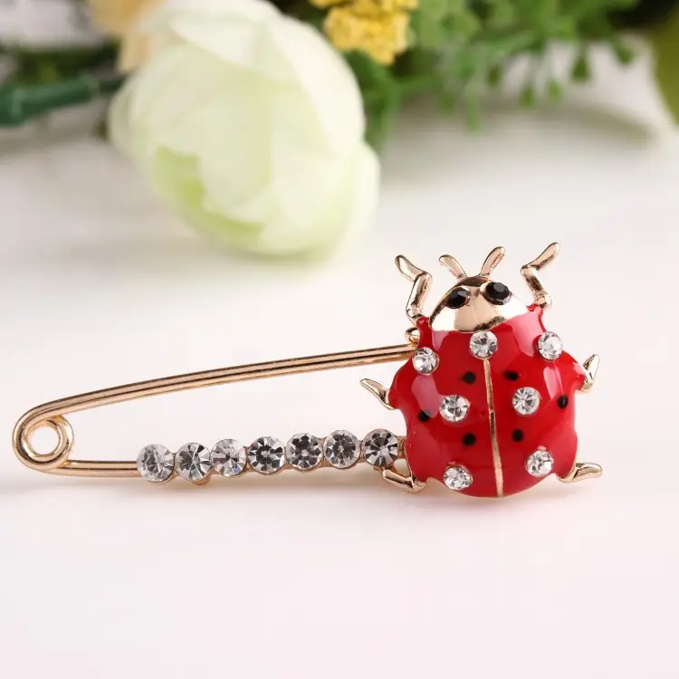 Korean Coccinella Ladybug Brooch with 7 Stars