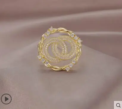 Gold Diamond Brooch for Men Wedding Office Wear