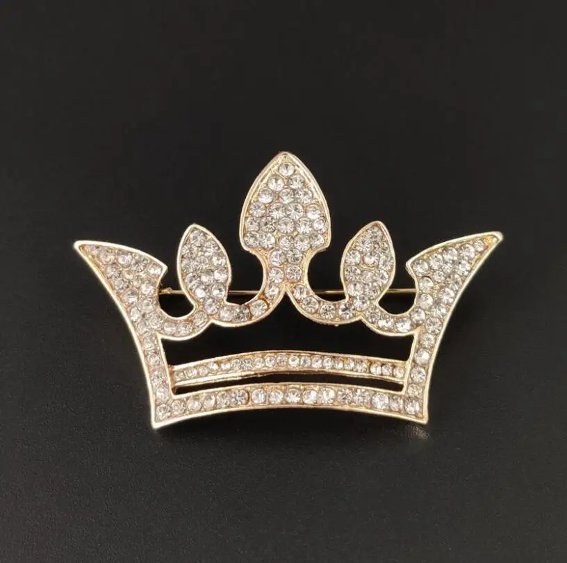 Crown Brooch for Women with Diamond Accents