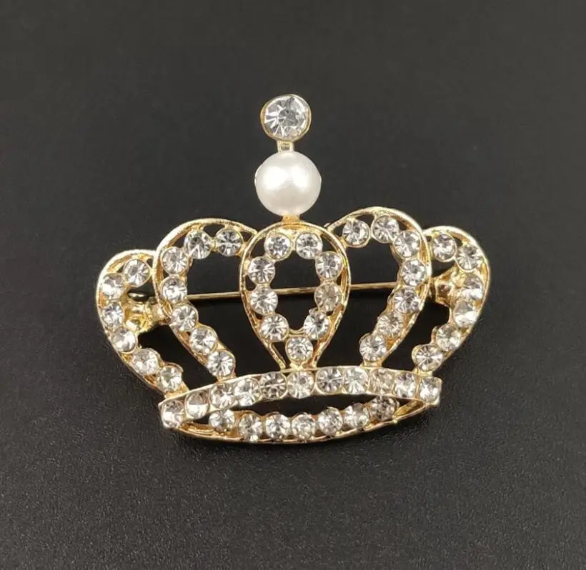 Crown Brooch for Women with Diamond Accents