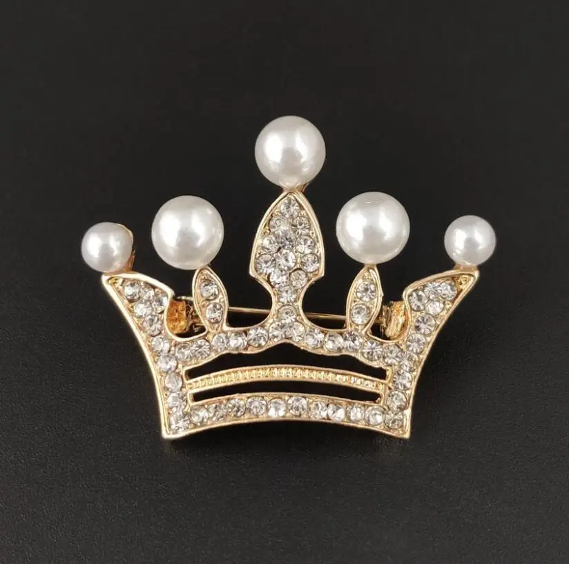 Crown Brooch for Women with Diamond Accents