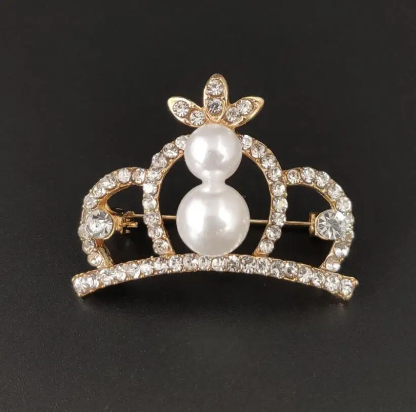 Crown Brooch for Women with Diamond Accents