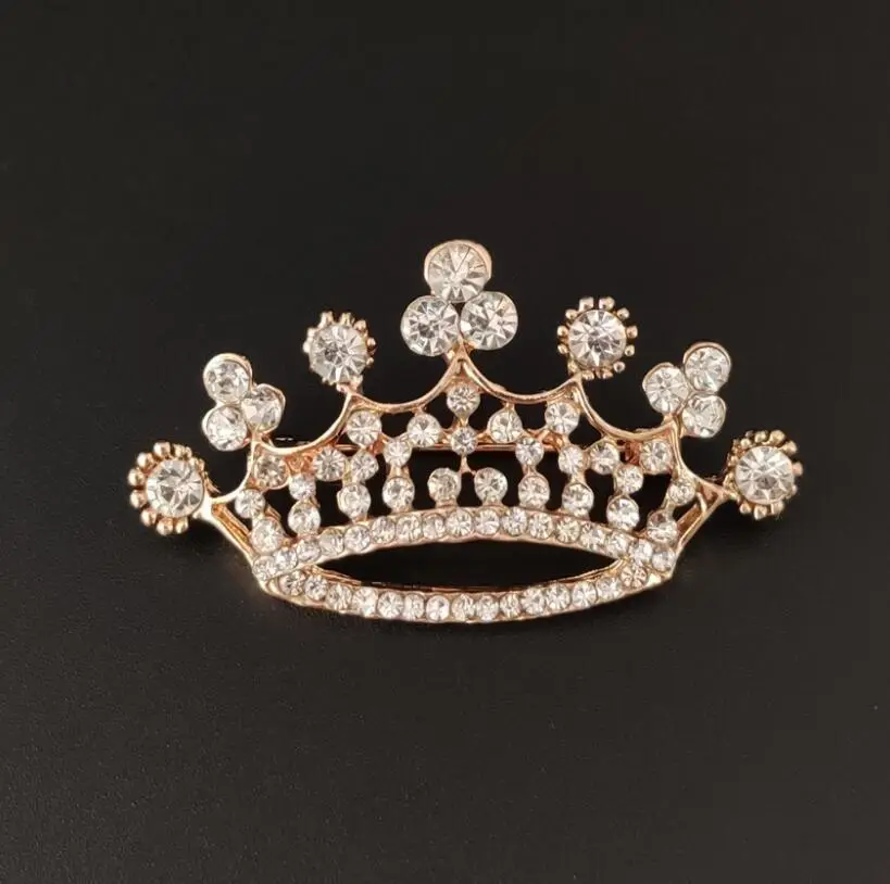 Crown Brooch for Women with Diamond Accents