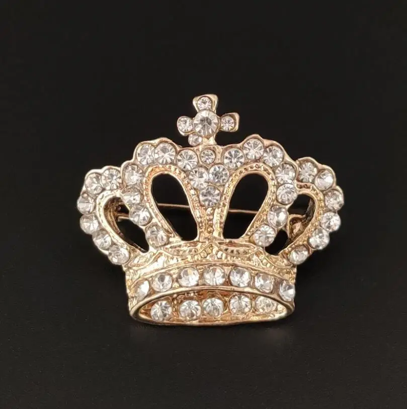 Crown Brooch for Women with Diamond Accents