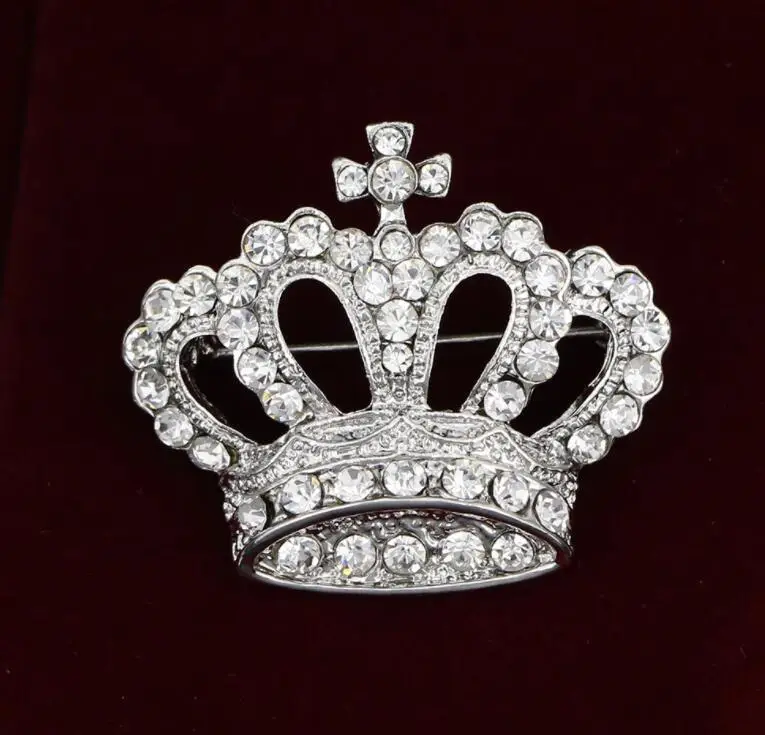 Crown Brooch for Women with Diamond Accents