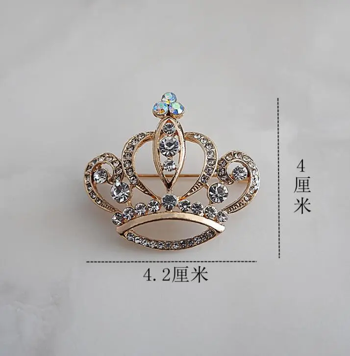 Crown Brooch for Women with Diamond Accents