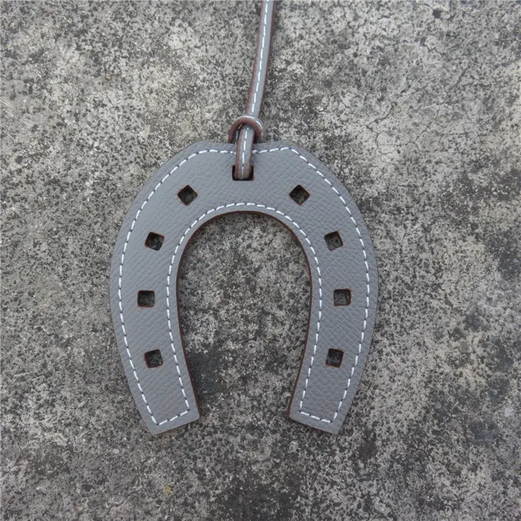 Horseshoe Bag Pendants Orange Gray Leather