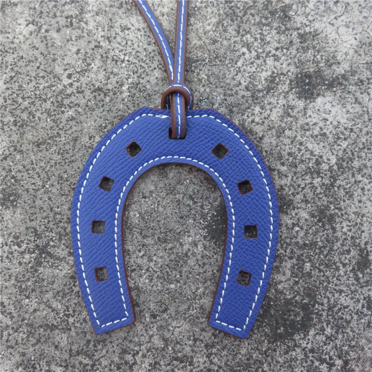 Horseshoe Bag Pendants Orange Gray Leather