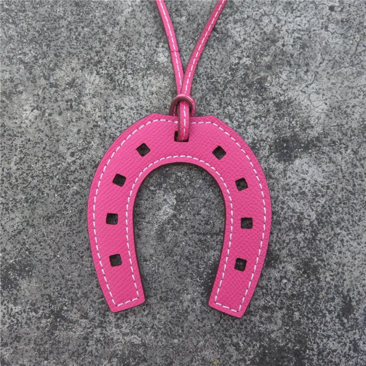 Horseshoe Bag Pendants Orange Gray Leather