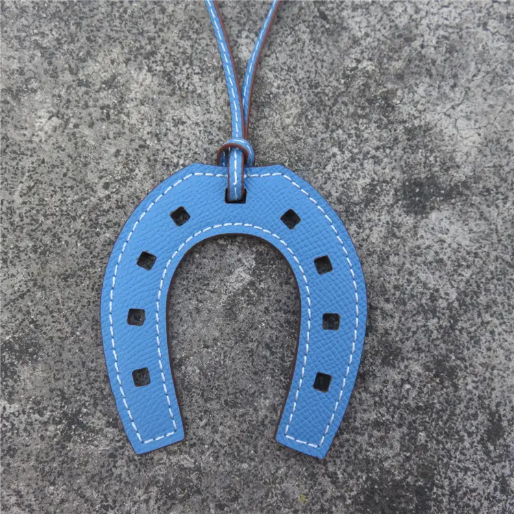 Horseshoe Bag Pendants Orange Gray Leather
