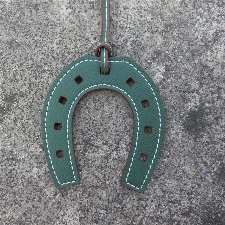 Horseshoe Bag Pendants Orange Gray Leather