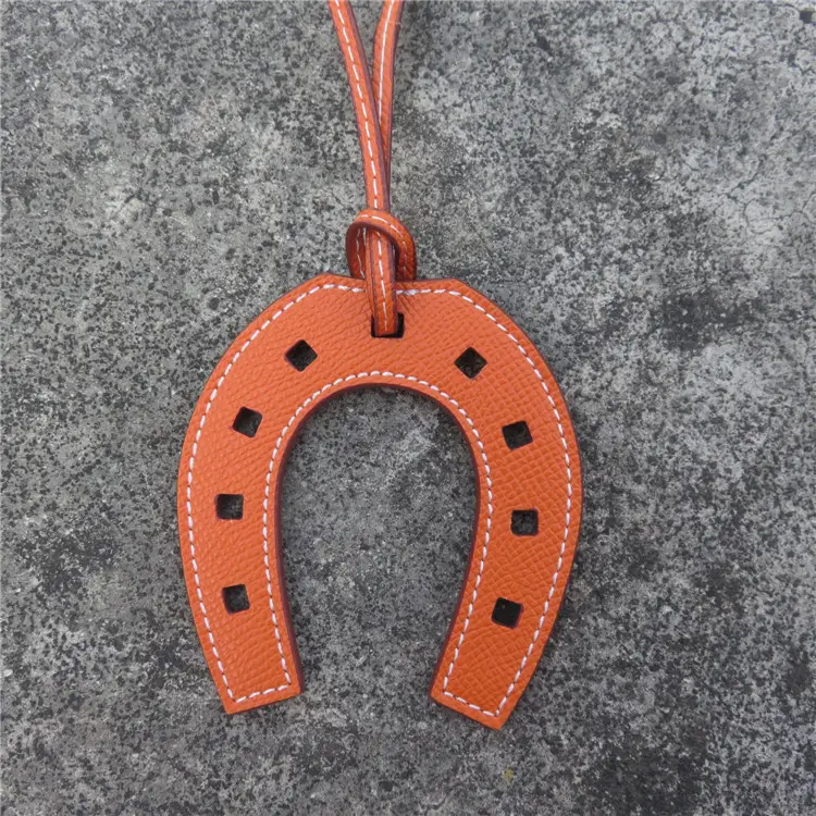 Horseshoe Bag Pendants Orange Gray Leather