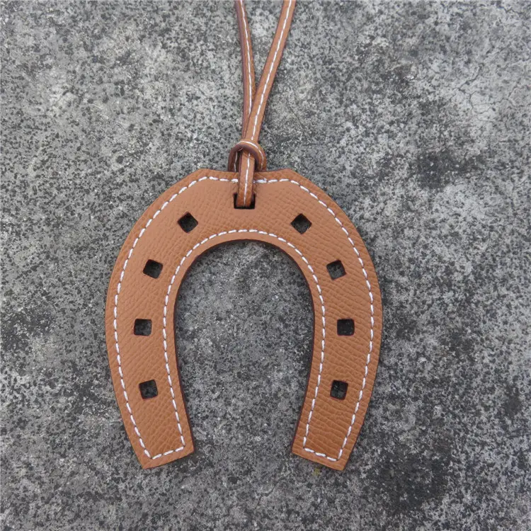 Horseshoe Bag Pendants Orange Gray Leather