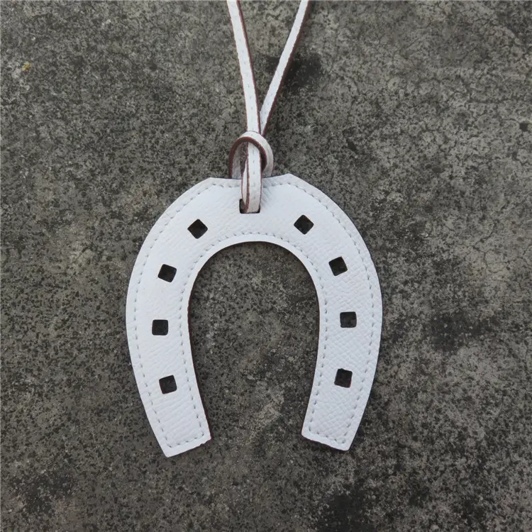 Horseshoe Bag Pendants Orange Gray Leather