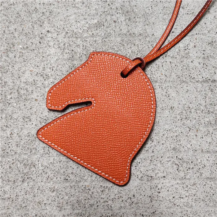 Horseshoe Bag Pendants Orange Gray Leather