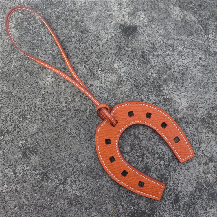 Horseshoe Bag Pendants Orange Gray Leather