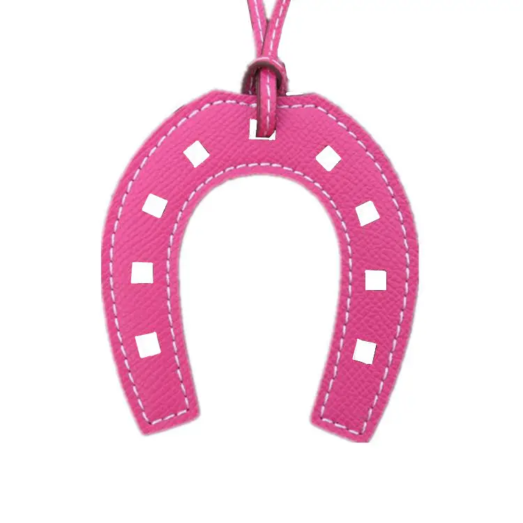 Horseshoe Bag Pendants Orange Gray Leather