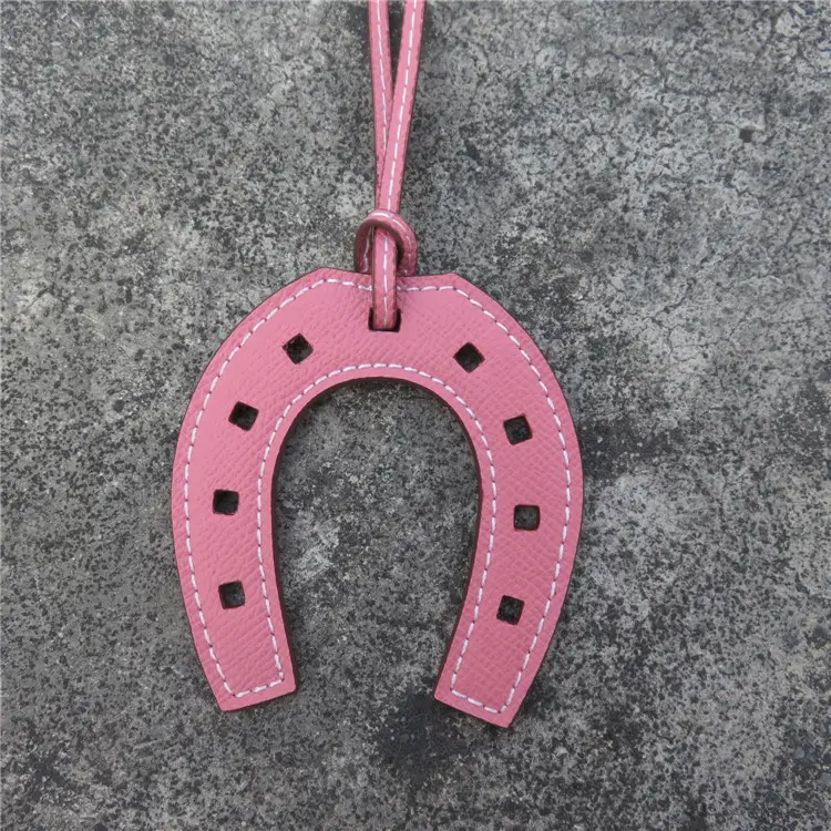 Horseshoe Bag Pendants Orange Gray Leather