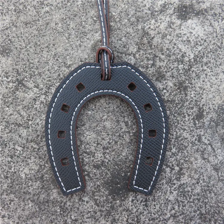 Horseshoe Bag Pendants Orange Gray Leather