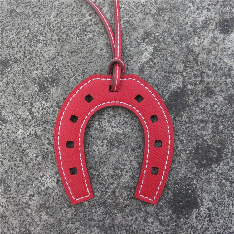 Horseshoe Bag Pendants Orange Gray Leather