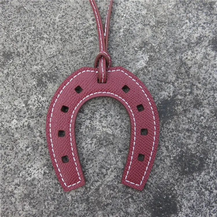 Horseshoe Bag Pendants Orange Gray Leather