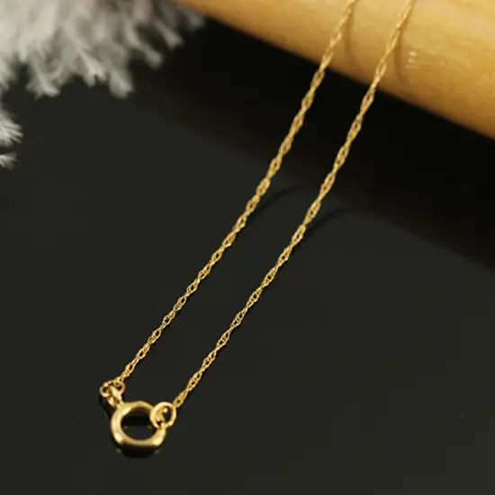 Gold Water Wave Necklace 0.76MM Lightweight Elegant