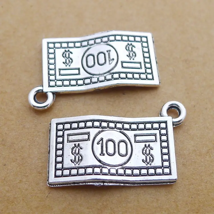 100 Dollar Bill Silver Pendants for Men Women