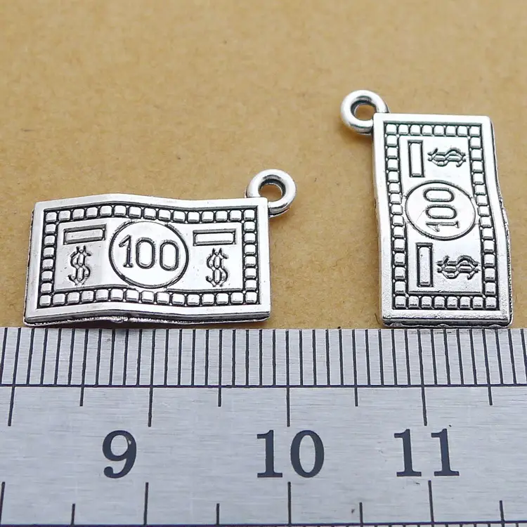 100 Dollar Bill Silver Pendants for Men Women
