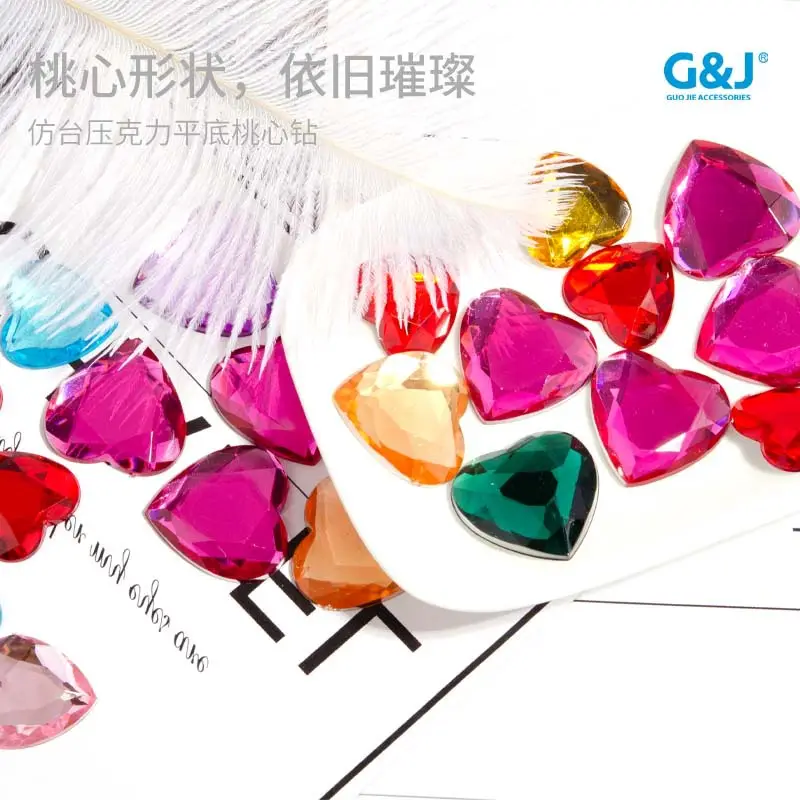 Heart Shaped Acrylic Gems for DIY Jewelry & Decor