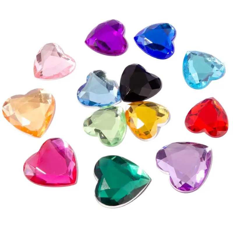Heart Shaped Acrylic Gems for DIY Jewelry & Decor