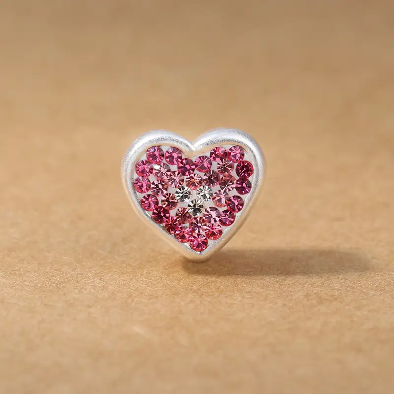 Heart Shaped Czech Rhinestone Earrings Gold Silver