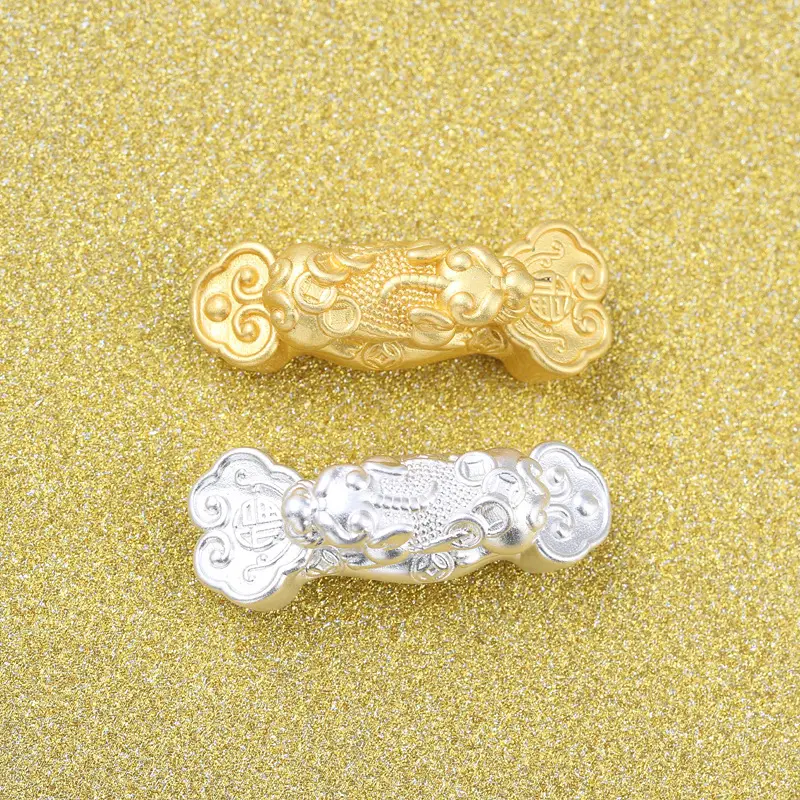 S999 Pure Silver Pixiu Bracelet Set Gold Plated
