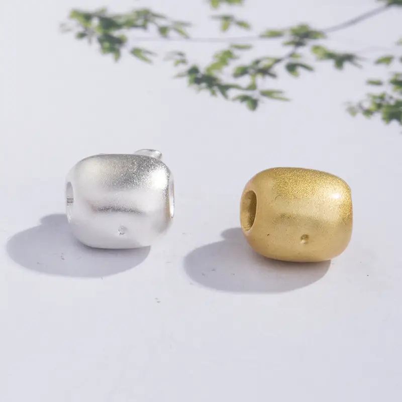 3D Apple Shaped Silver Beads for DIY Jewelry