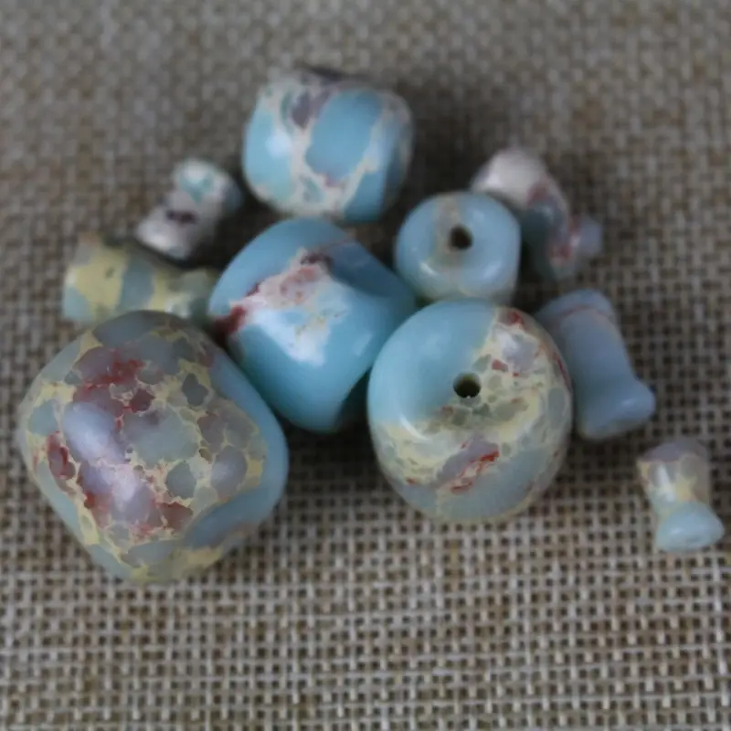 Shoushan Stone Beads Blue Red Veined for Wedding Office Wear