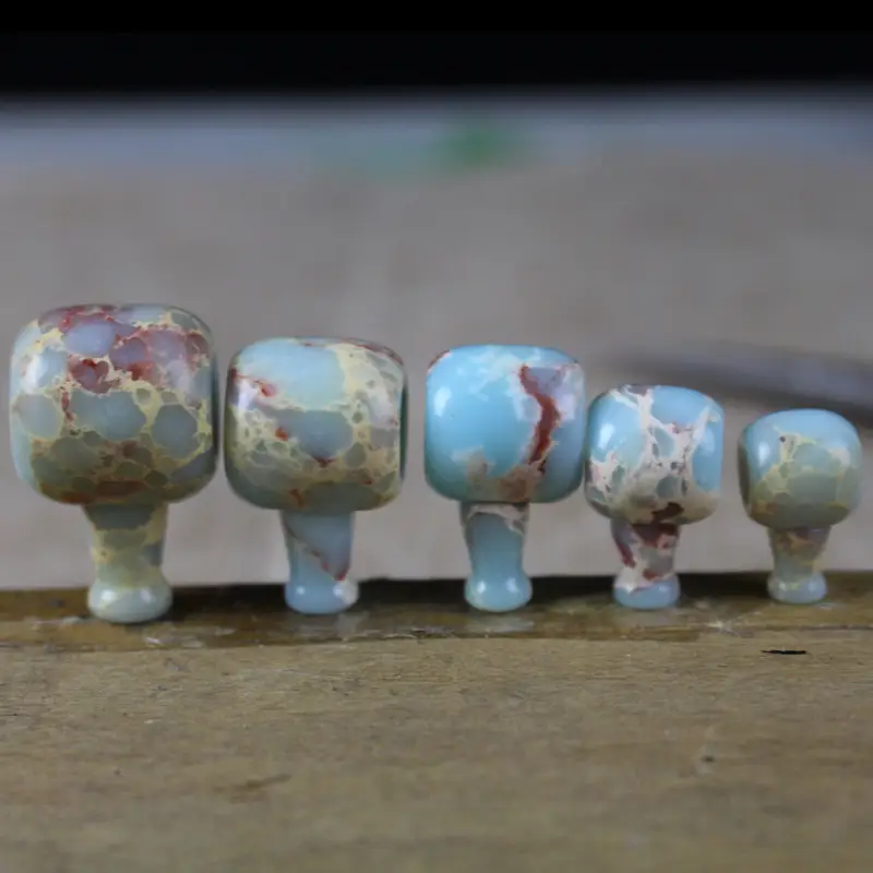 Shoushan Stone Beads Blue Red Veined for Wedding Office Wear