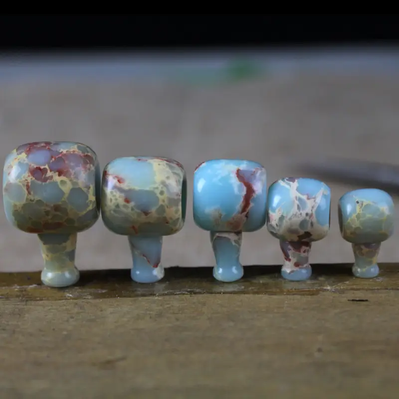 Shoushan Stone Beads Blue Red Veined for Wedding Office Wear