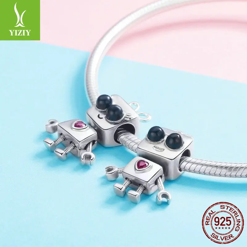 Robot & Child Themed Silver Charm Bracelets for Girls