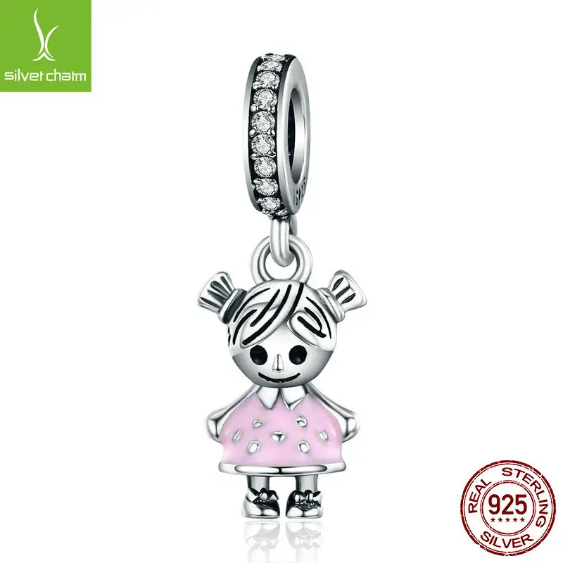 925 Sterling Silver Robot Charm Bracelets for Girls